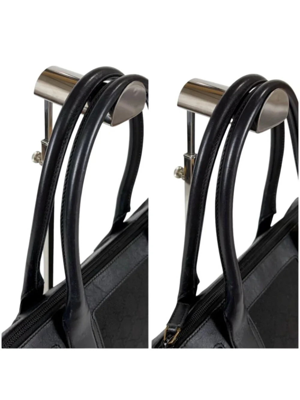 Gucci GG Canvas Tote Leather Black Shoulder Handbag